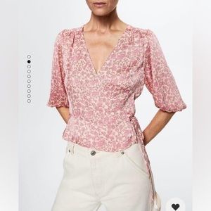 New MANGO Floral Print Blouse in Size M